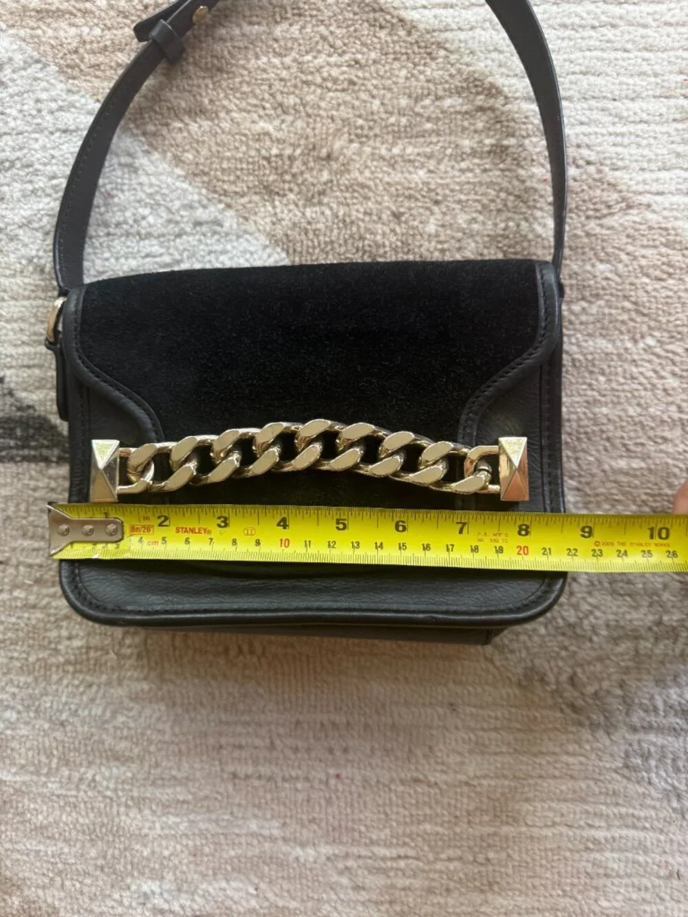 Karl Lagerfeld black crossbody bag crafted from genuine leather and natural sued